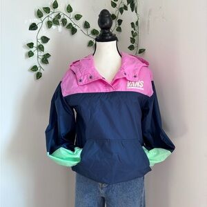 Vans Pink and Navy Windbreaker Coat Size XS Spring Jacket